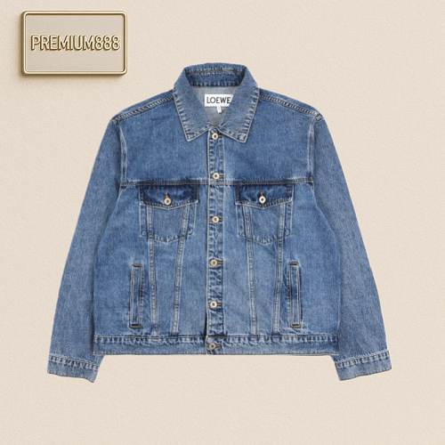 Loe 24Fw Arm-embroidered Denim Jacket