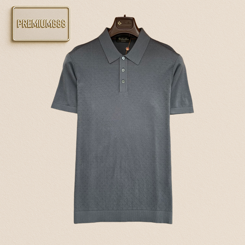 LP Nooyi Pianay Classic Jacquard Texture Knit Polo Short Sleeve Shirt