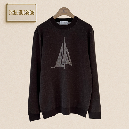BC Brunello Yarn Dye Round Neck Knitted Long Sleeve