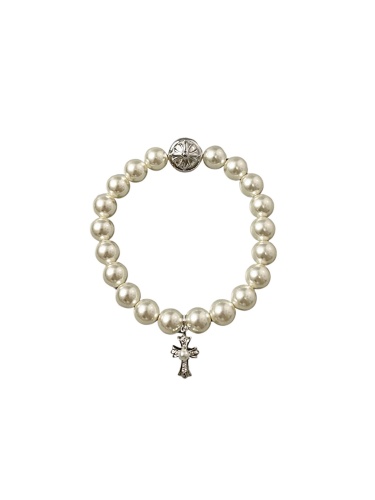 Chrome Hearts CH Rome Hearts Croix 8mm Bracelet With Pearl And Diamond CrossItem ID