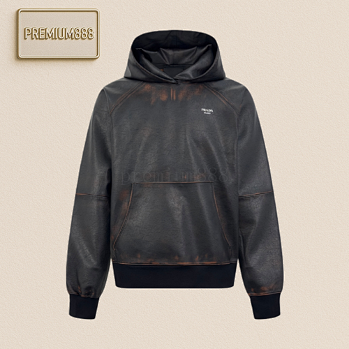 Prada Vintage Hooded Shoulder Leather Jacket