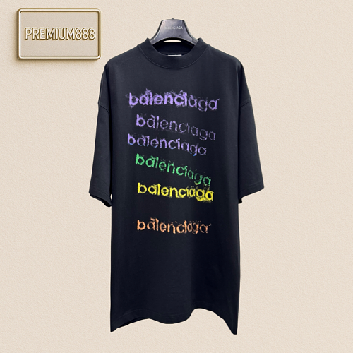 Balenciaga 26ss Color Washed Blurred Letters Short-Sleeved T-Shirt
