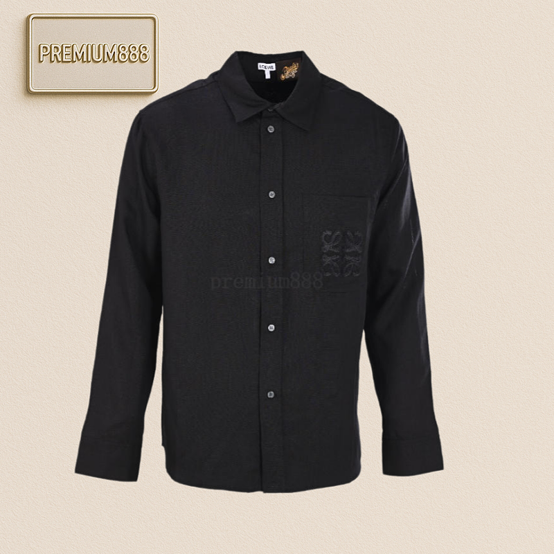 Loewe Embroidered Linen Long-sleeved Shirt