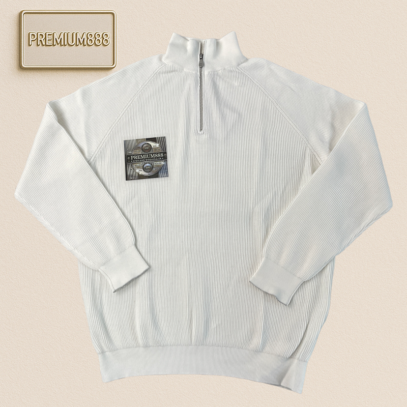 BC Wind Flat-Lined Cotton Two-Color Half-Zip Knit Sweater Description