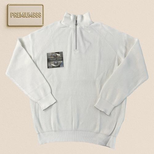 BC Wind Flat-Lined Cotton Two-Color Half-Zip Knit Sweater Description