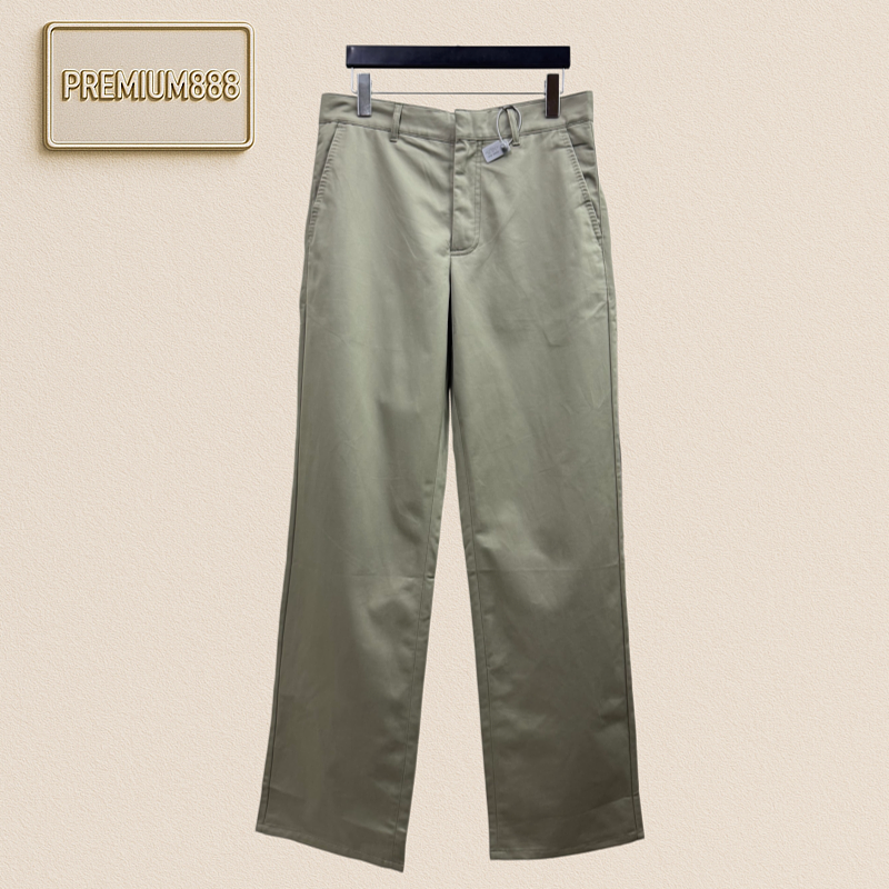1v Louis Leather Embroidered Cotton Crepe Casual Pants
