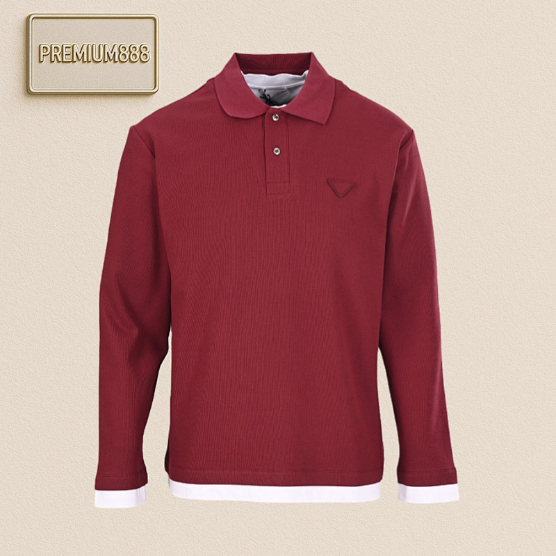 Two Long-sleeved Polo Shirts With Prada Prd Patchwork Fabric Labels
