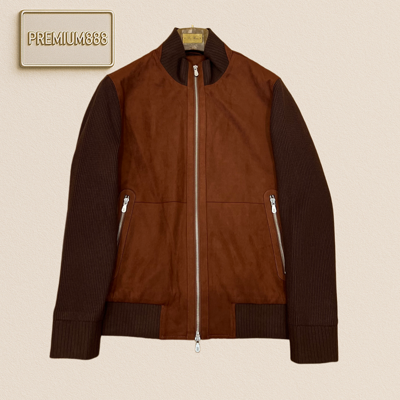 BC Brunello Patched Synthetic Suede-Like V-Neck Embroidered Jacket