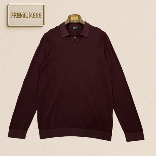 Zegna Jeni Casual Blended V-neck Knitted Polo Shirt