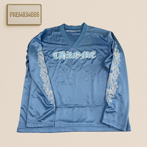Chrome Hearts CH Official Website Limited Edition Blue V-neck Mesh Long-sleeved Ice Hockey