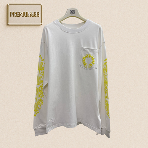 Chrome Hearts CH Crocin Flame Sleeve Arm Horse Hoof Print Long-Sleeve T-Shirt
