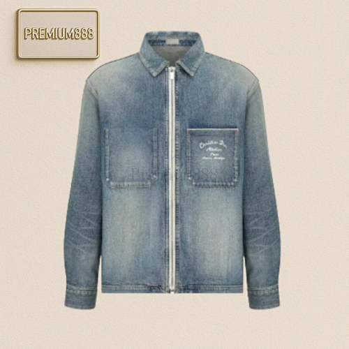 Dior Washed Distressed Denim Embroidered Jacket