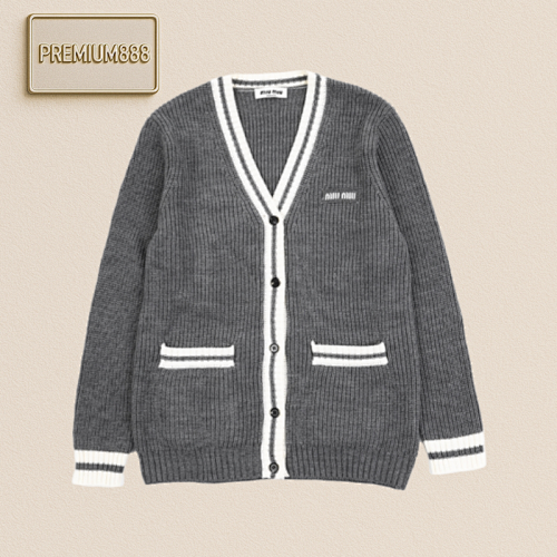 Miu 25Fw Miu Small Label Off-white Cardigan Jacket