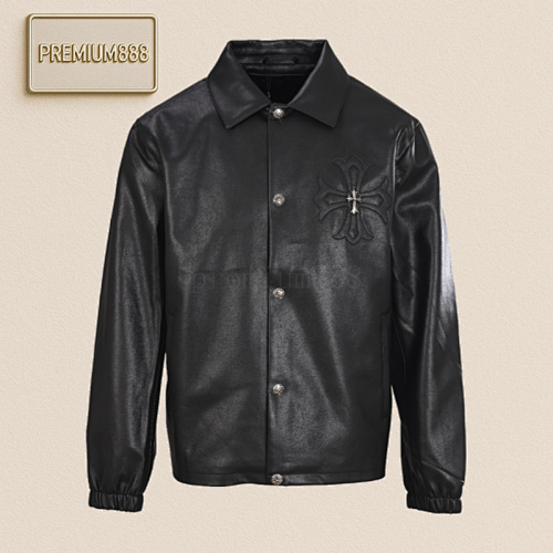 Chrome Hearts Cross Silver Buckle Leather Jacket