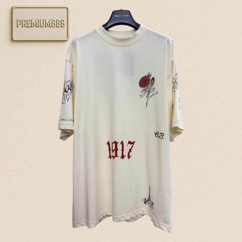 Balenciaga Floral Castle Patterned Short-Sleeved T-Shirt