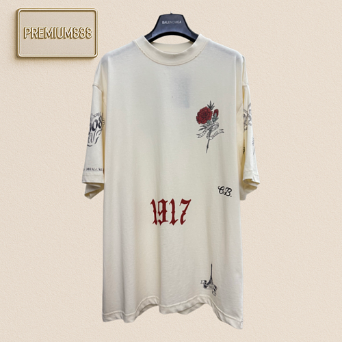 Balenciaga Floral Castle Patterned Short-Sleeved T-Shirt