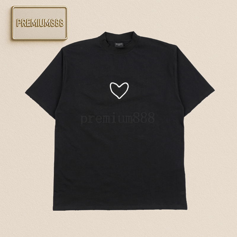 Ba Lenciaga Heart Short Sleeves