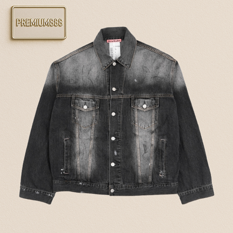 As 25Fw Washed Ink-splashed Denim Jacket