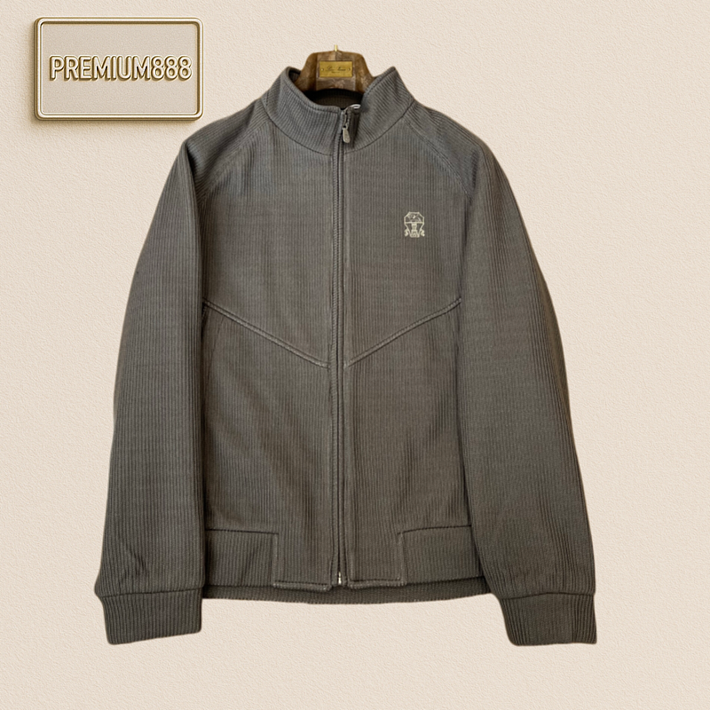 BC Brunello Silk Wool Plaid V-Neck Casual Jacket