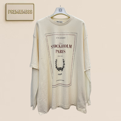 Acne Studios Women's Lace Detail Letter Pattern Long Sleeve Blouse
