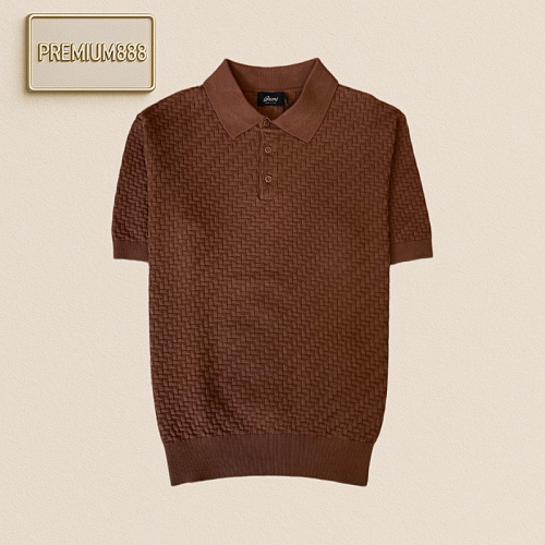 Brioni Braioni Woven Texture Knitted Polo Shirt