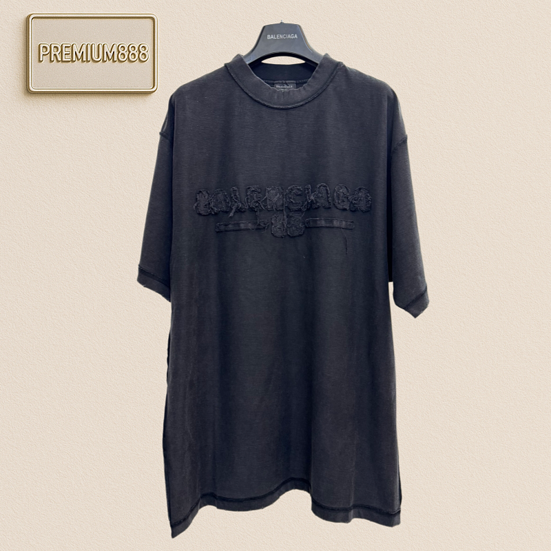 Balenciaga Lettered Patchwork Embroidered Vintage Short-Sleeved T-Shirt
