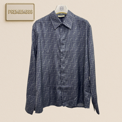Fend FF Printed Pattern Logo Single-Button Long-Sleeved Shirt
