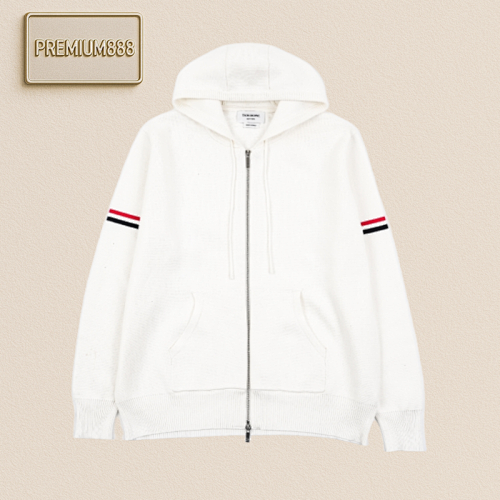 TB 25Fw Arm Ribbon Zipper Hooded Jacket - White