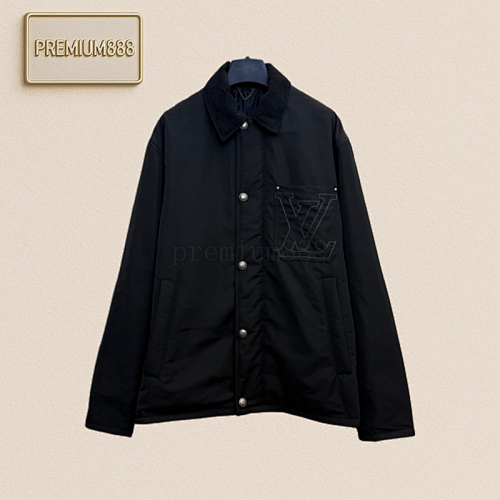 1v Louis Vuitton Logo Pocket Embroidered Corduroy Collar Cotton Jacket
