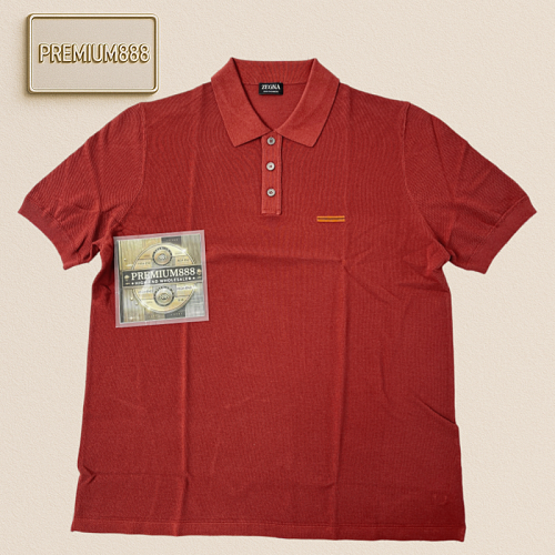 Zeg A Spring Summer New Collection - Road Sign Knitted Polo Shirt. Sizes 48-56. Khaki Colo
