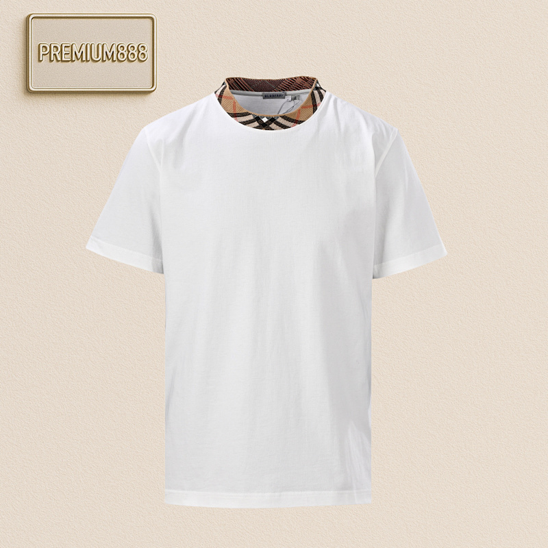 Burberry Bbr Short Sleeve T-Shirt With Plaid Neck