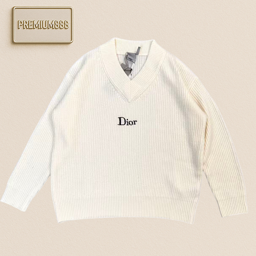 Product In Stock Dior Classic V-neck Embroidered Wool Knitted Sweater