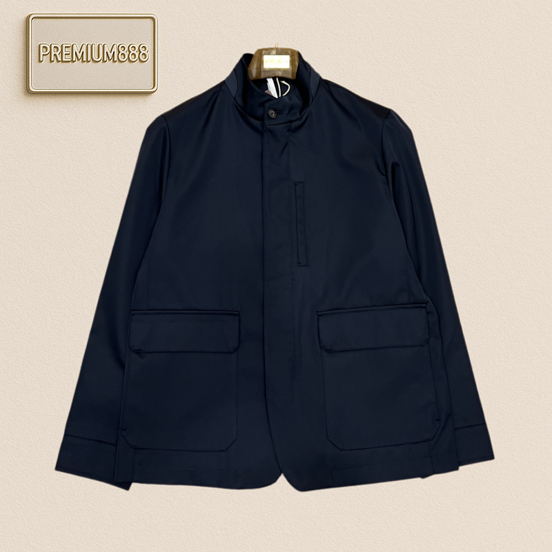 Zegna Jenia Patchwork Stand-Up Collar Two-Pocket Functional Casual Jacket