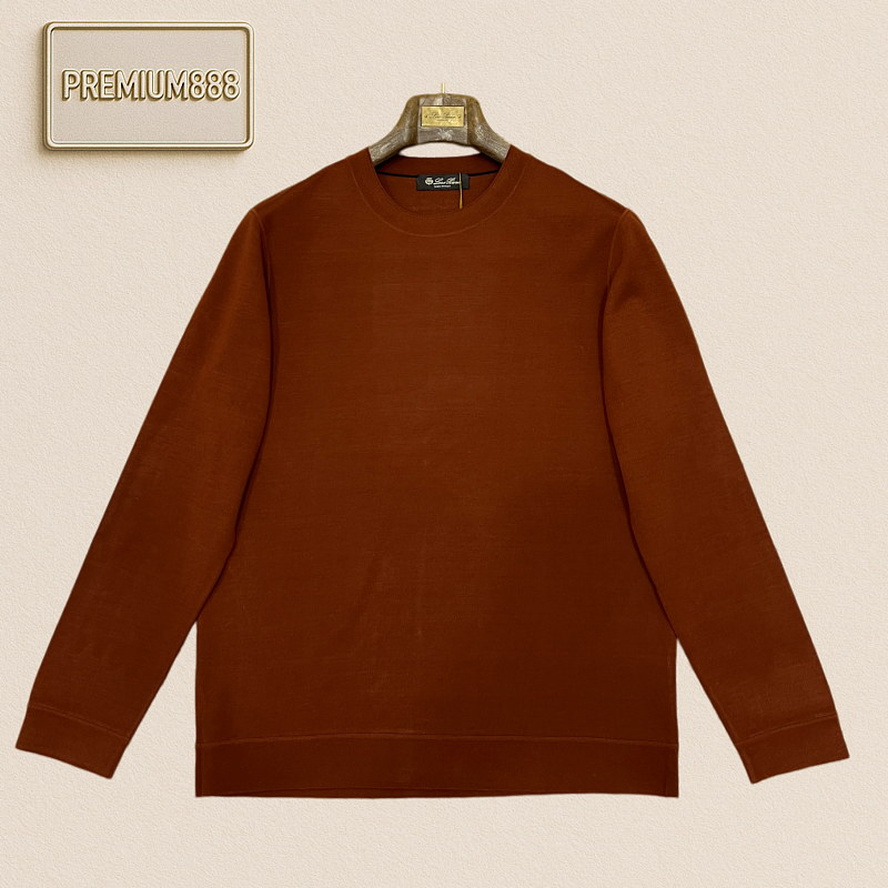 Loro Piana Basic Round-neck Luxury Knitted Long-sleeved Shirt