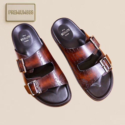 Arrival Spring-Autumn Series Italian-made Egio Sole Egio Written Leather Sandals. The Uppe