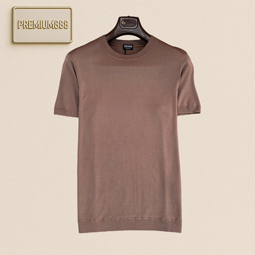 Zegna Classic Round-neck Solid-color Short-sleeved T-shirt