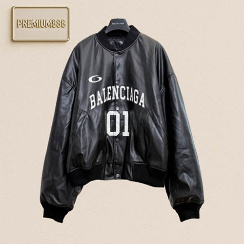 Balenciaga Logo Letter-embroidered Baseball Collar Long-sleeved Pilot Jacket