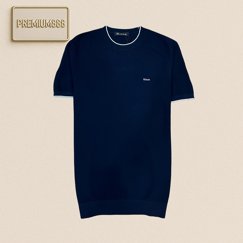 Kiton Qidun Color-Matched Edge Patch Knit T-shirt
