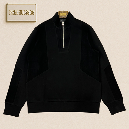 Kiton Quinton Half-Zip Standing Collar Patchwork Sweatshirt