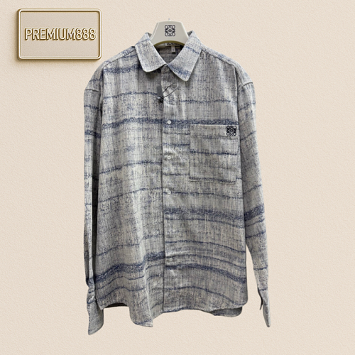 Loew Texture Jacquard Embroidered Denim Shirt With Long Sleeves
