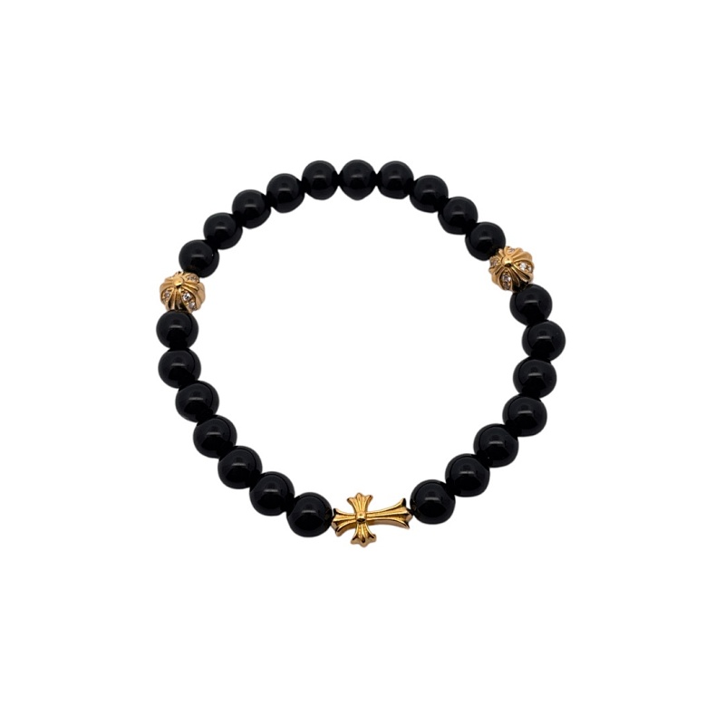 Chrome Hearts CH Rome Hearts Cross Black Onyx BraceletItem ID