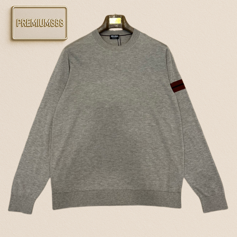 Zegna Jenia Basic Round-neck Casual Long-sleeved Knit Shirt