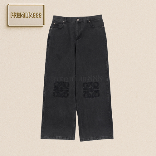 Loe 24Fw Knee-length Patterned Denim Trousers