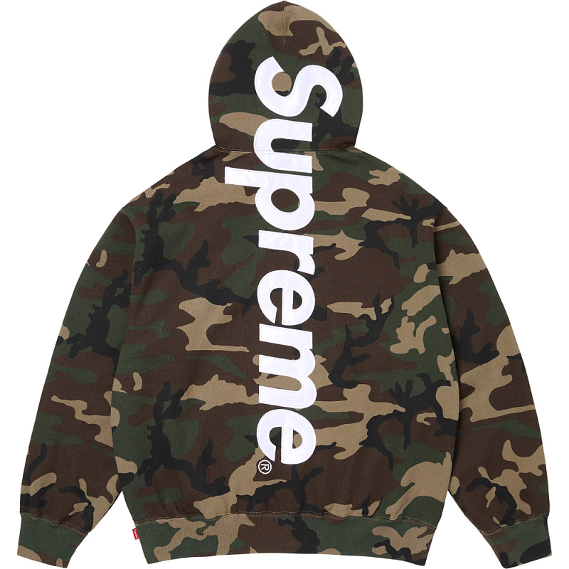 Satin Appliqué Hooded Sweatshirt S M L XL