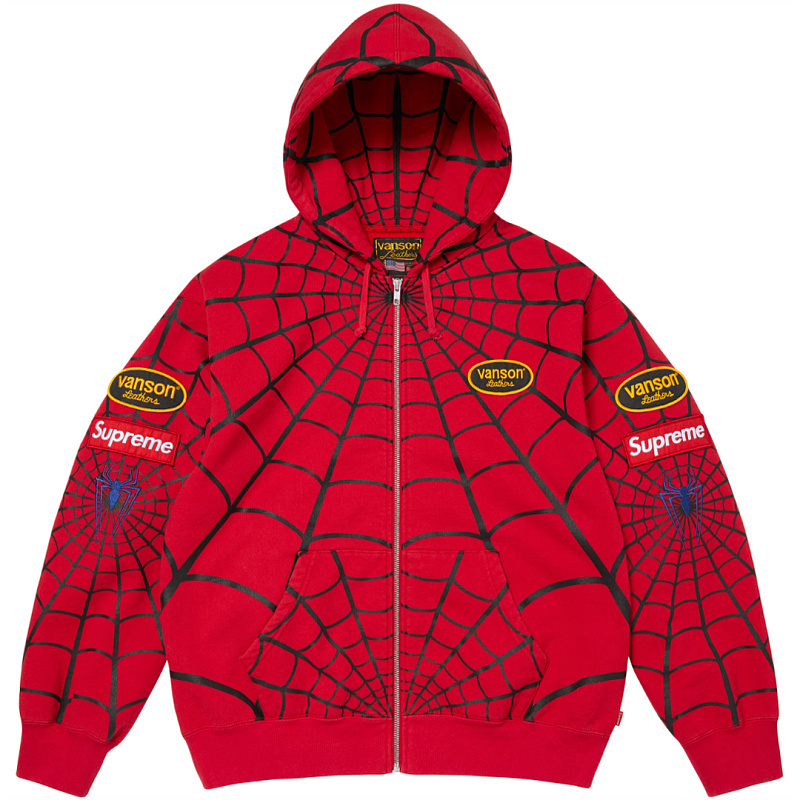 Vanson Spider-Man Zip UP Hooded S-Xl