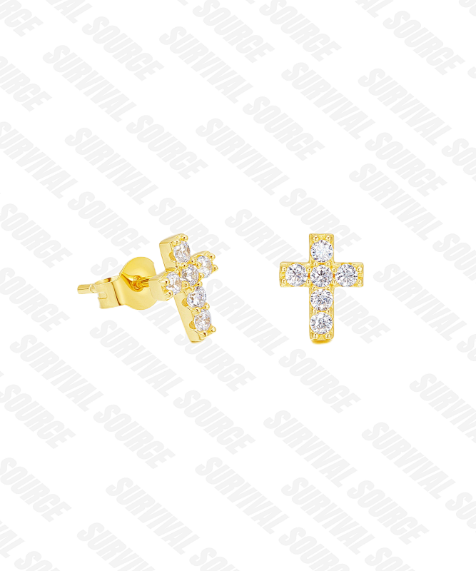 Iced Cross Ear Studs