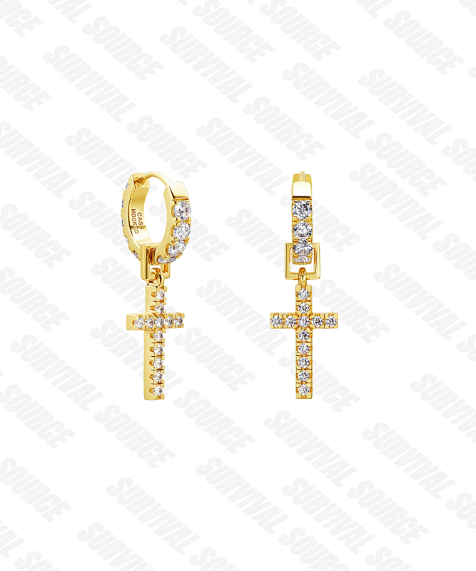 D Cross Ring Earring