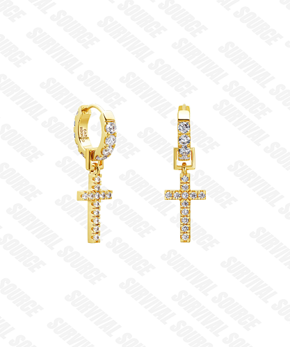 D Cross Ring Earring