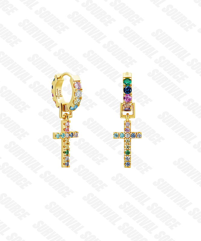 C Cross Ring Earring