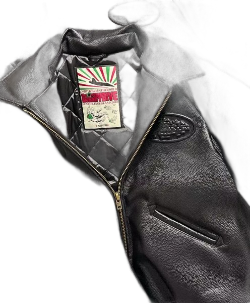 Black leather zip jacket